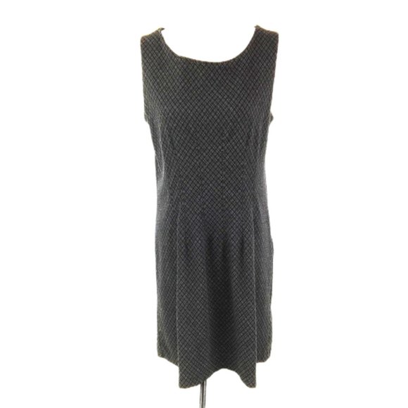 Merona Shift Dress Sz L Gray Black Plaid - Picture 2 of 8